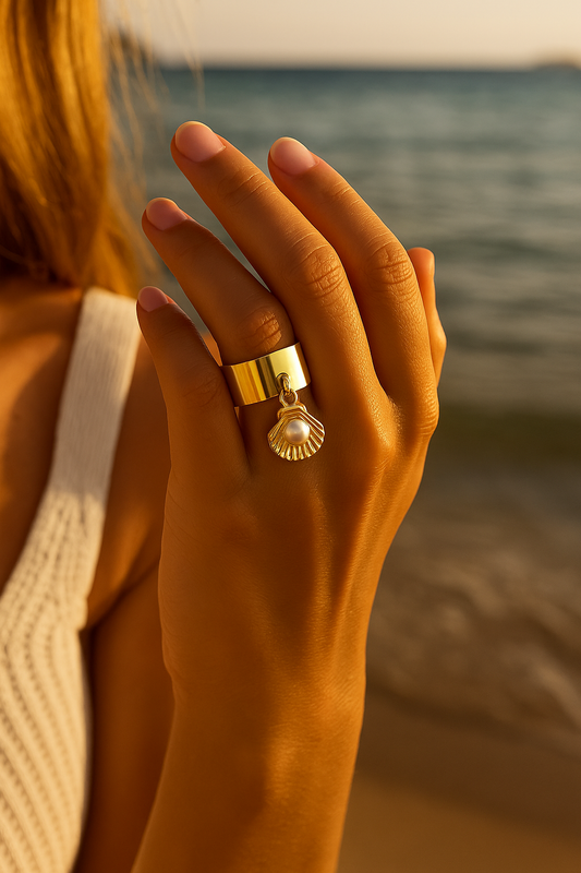 Bague breloque coquillage