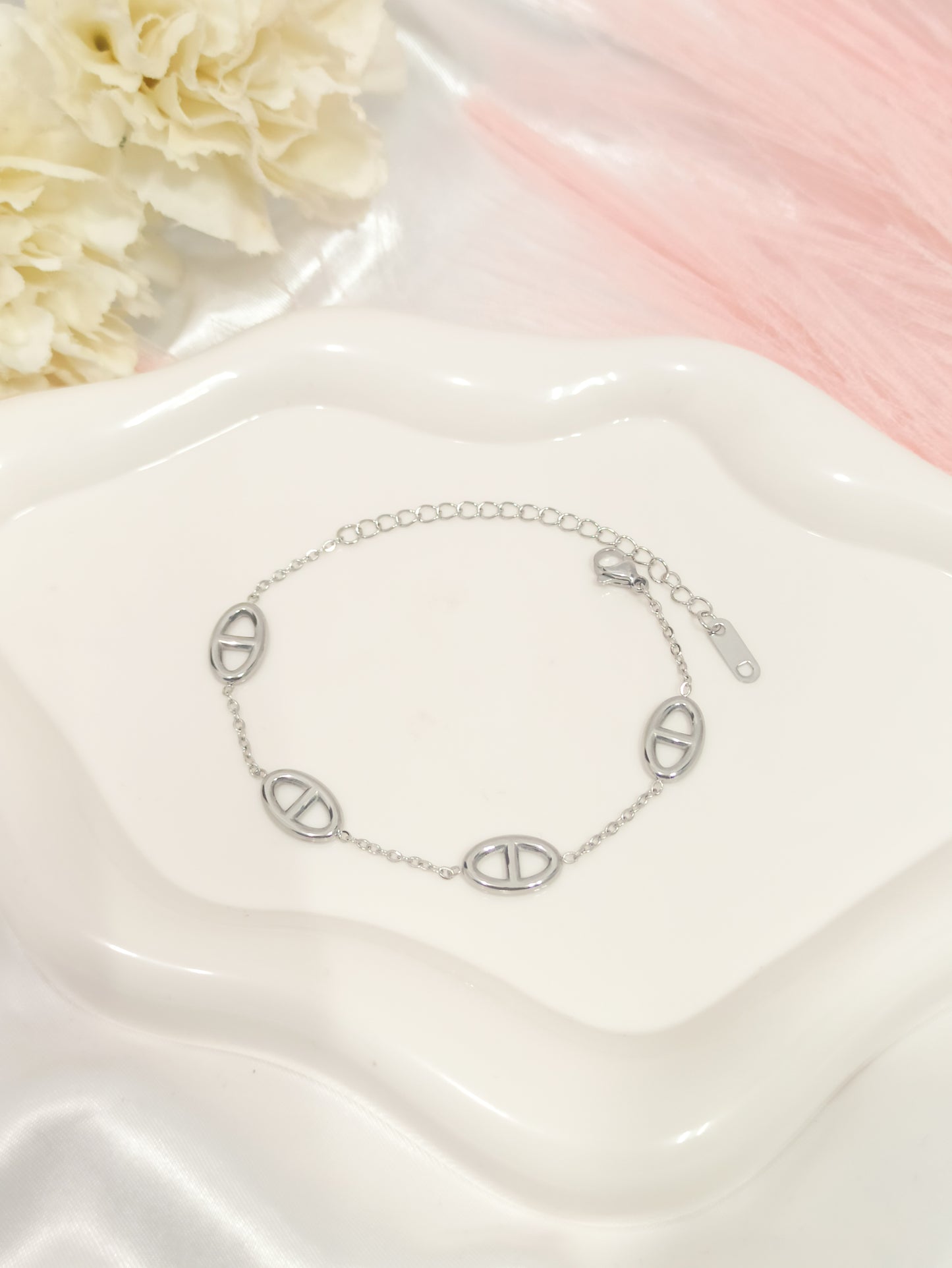 Bracelet breloque maille marine ~acier inoxydable~