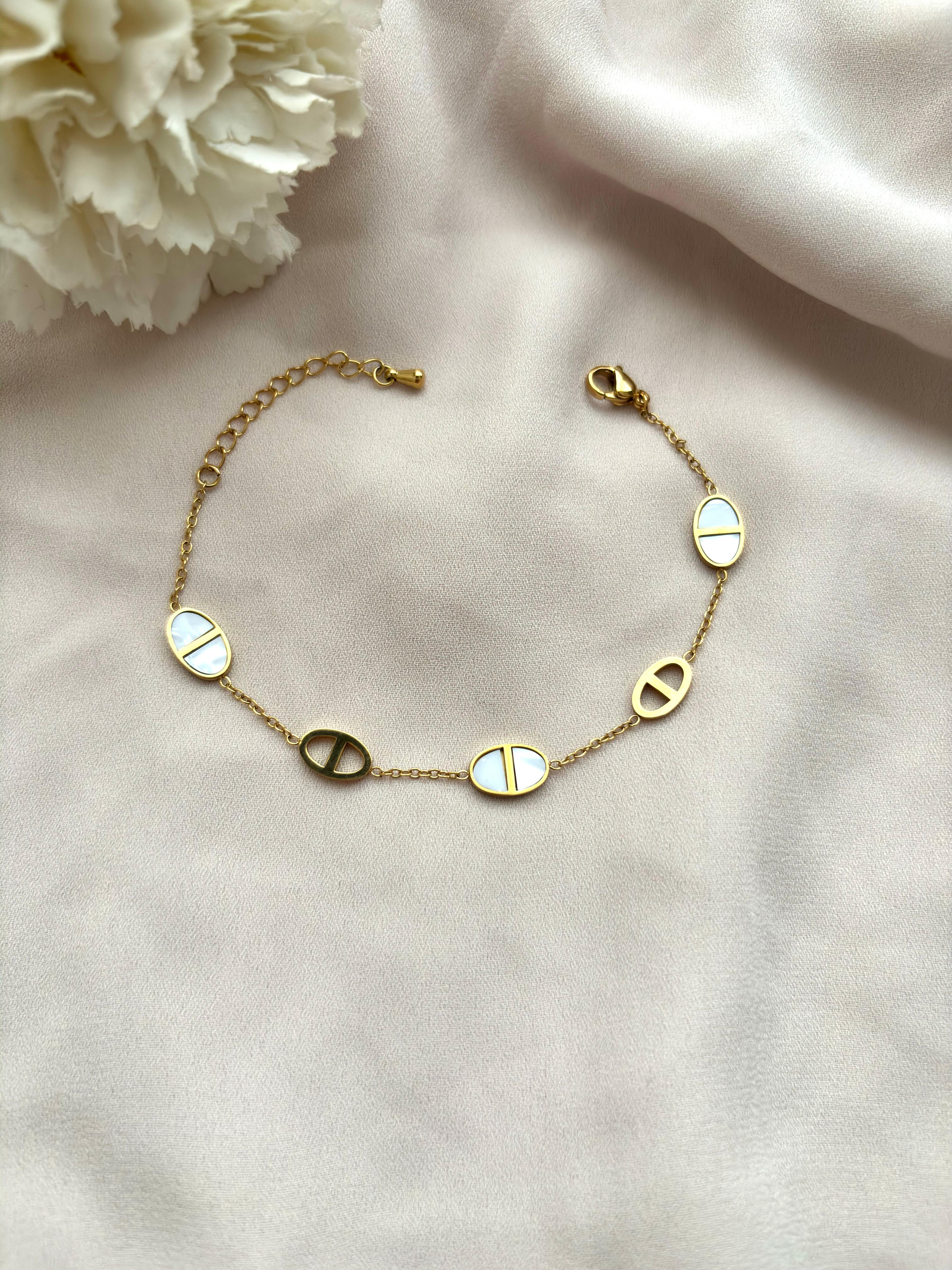 Bracelet maille marine marbré ~acier inoxydable~