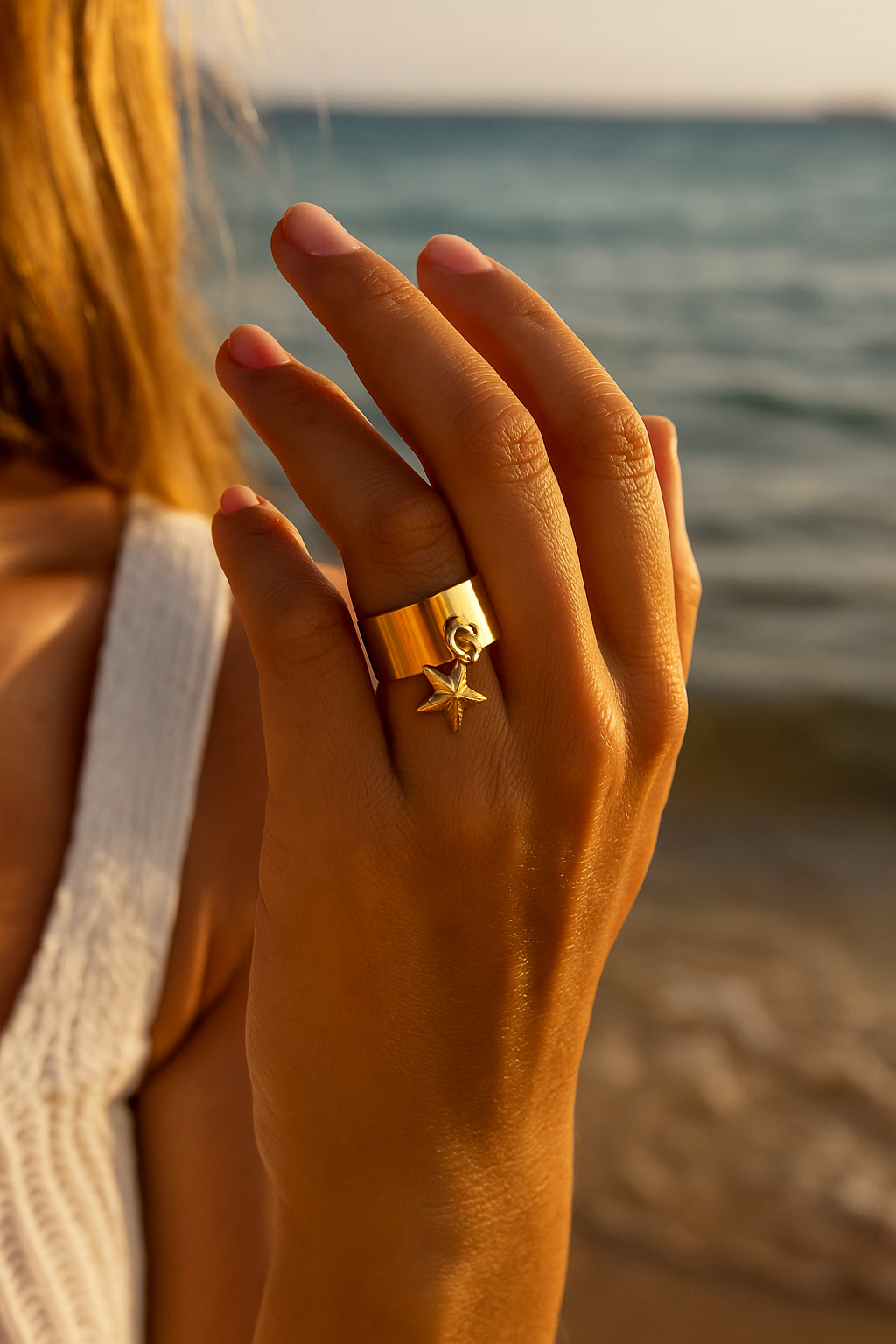 Bague breloque étoile de mer