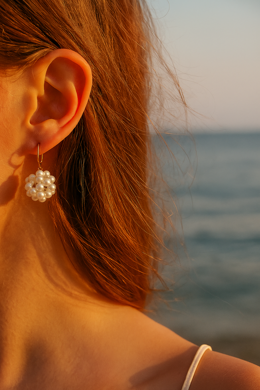 Boucles d'oreilles boule de perle