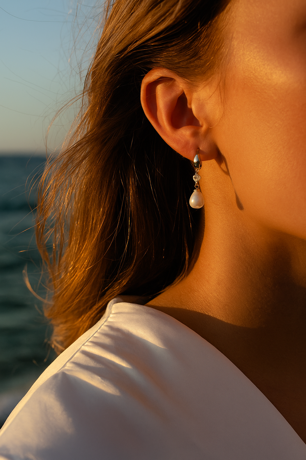 Boucles d'oreilles diamant et perles