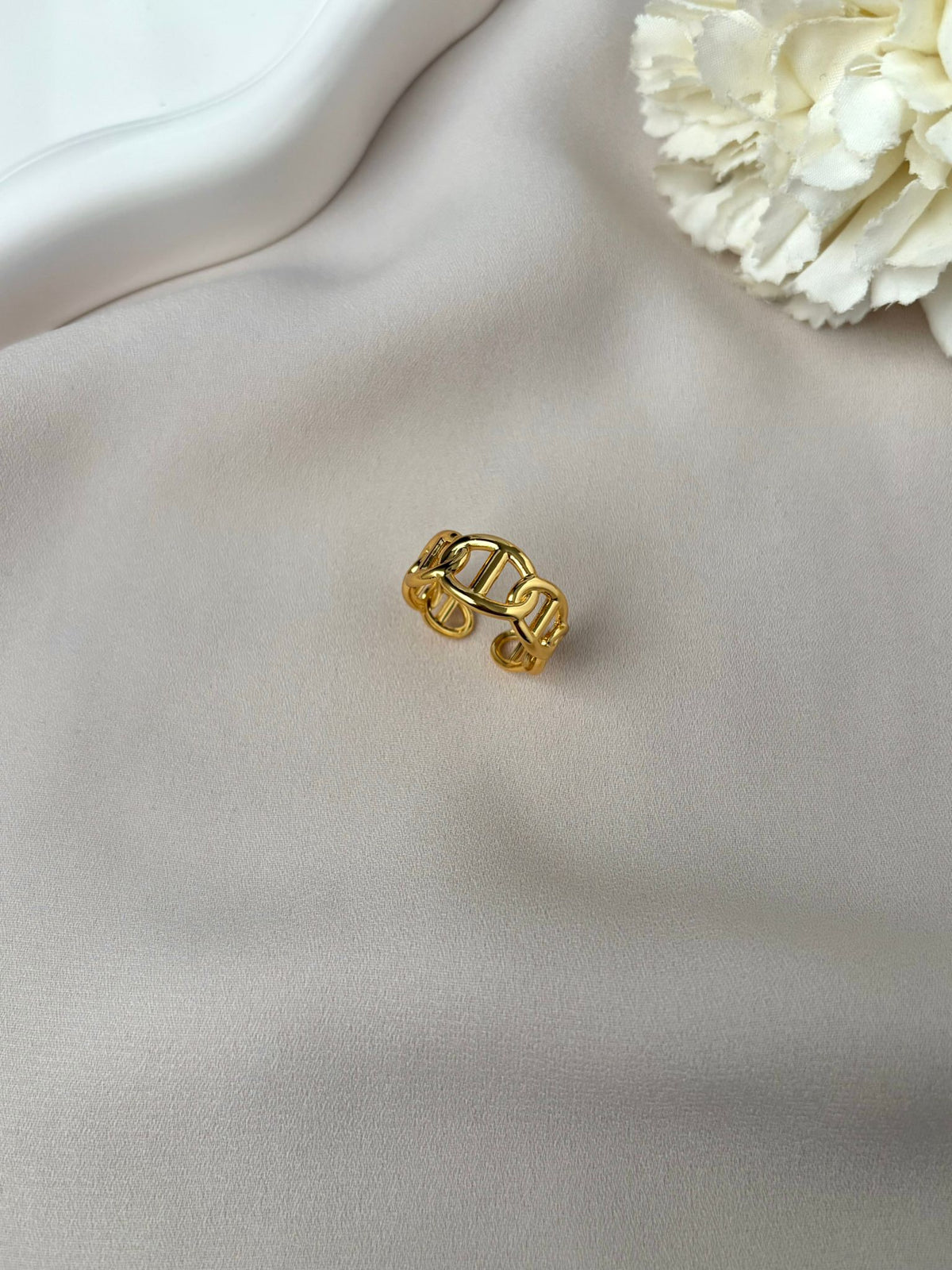 Bague maille marine femme en acier inoxydable doré