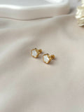 Boucles d'oreilles puce fleur en acier inoxydable
