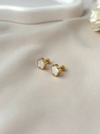 Boucles d'oreilles puce fleur en acier inoxydable