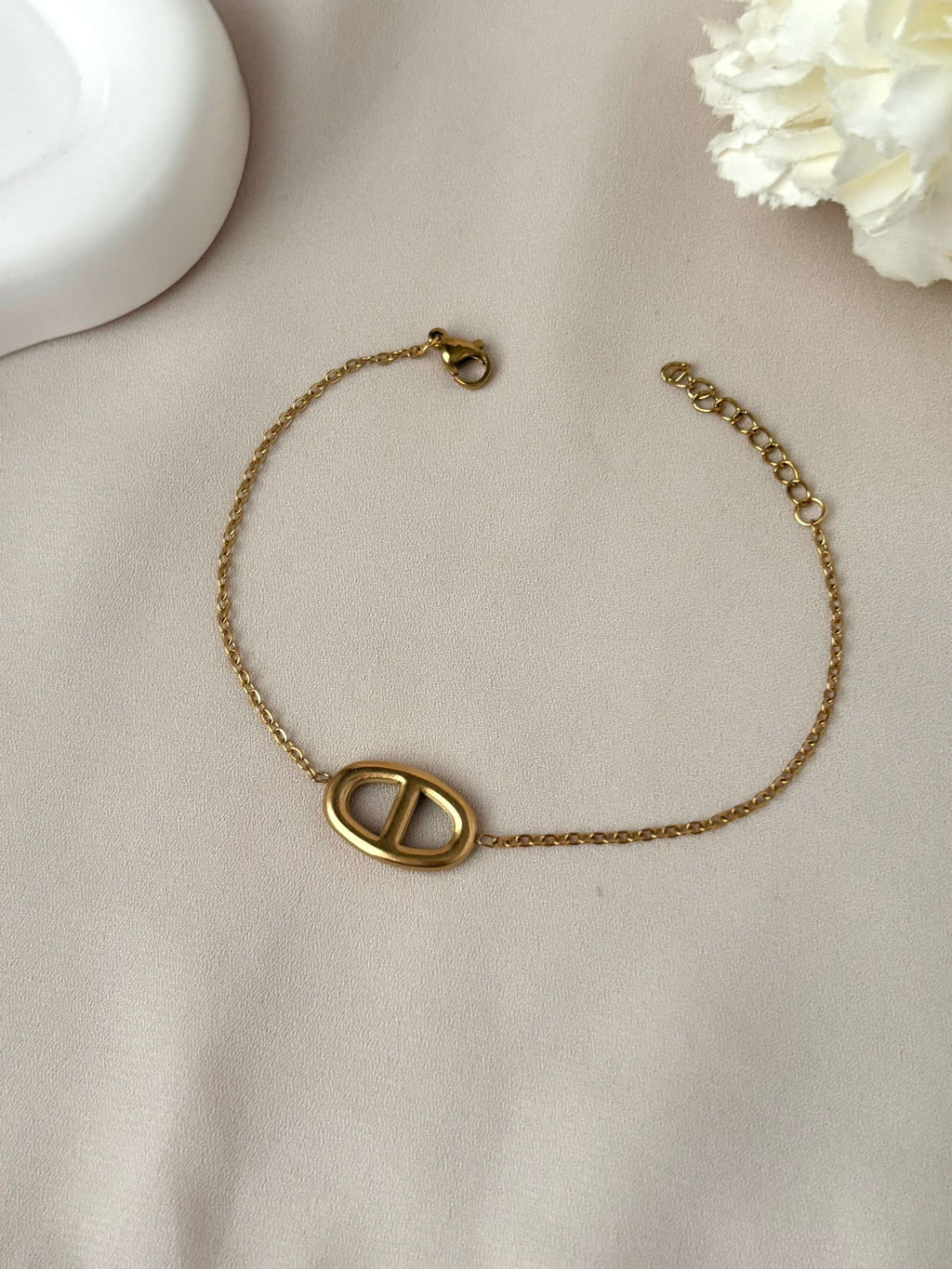 Bracelet breloque maille marine femme acier inoxydable doré