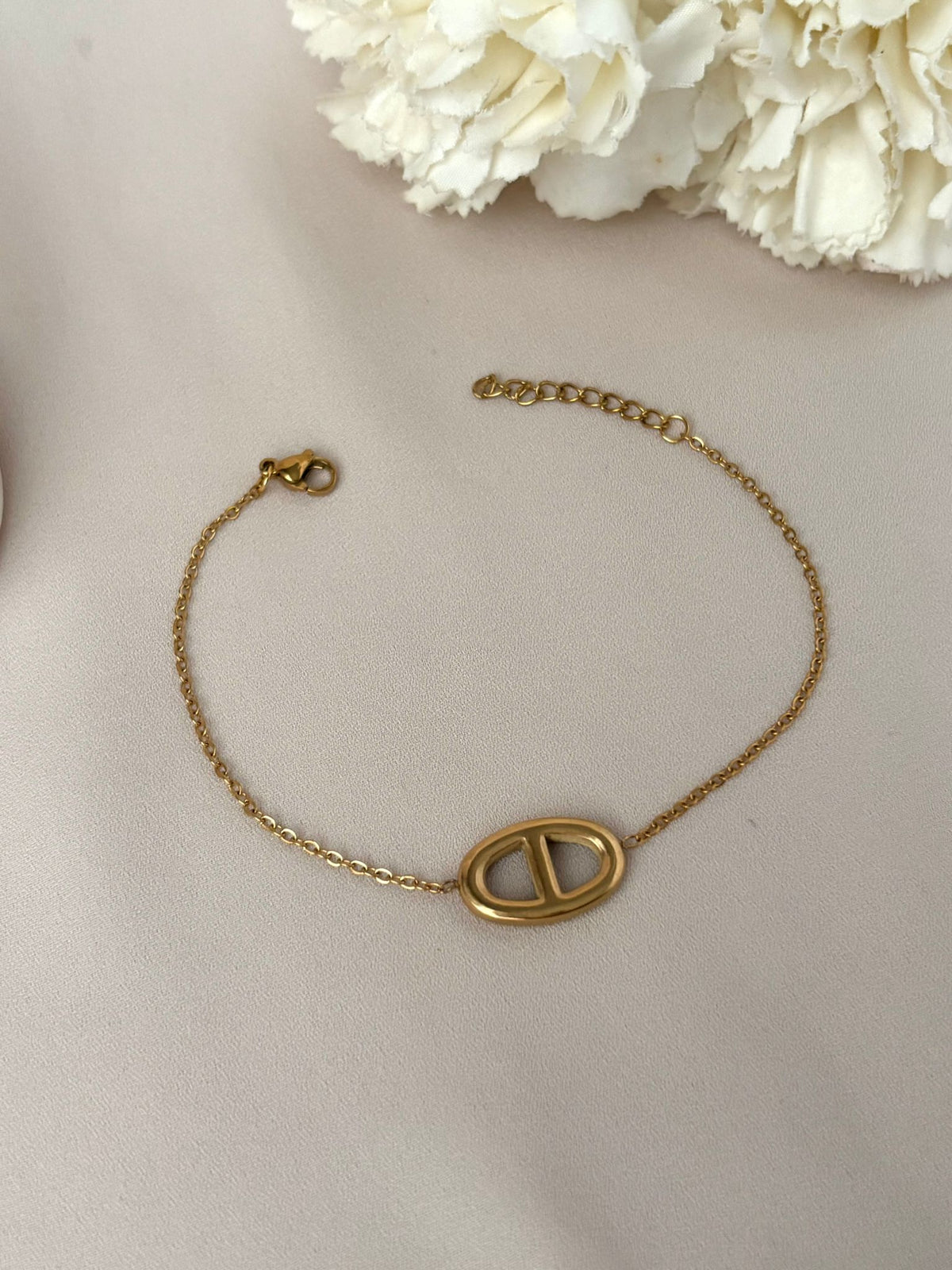 Bracelet breloque maille marine femme acier inoxydable doré