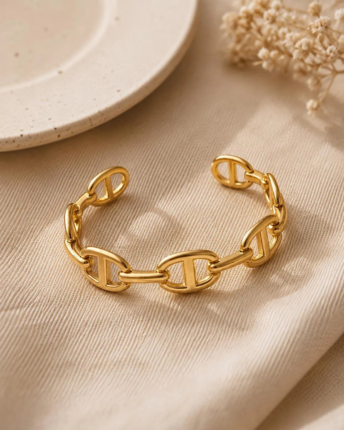 Bracelet jonc maille marine doré en acier inoxydable