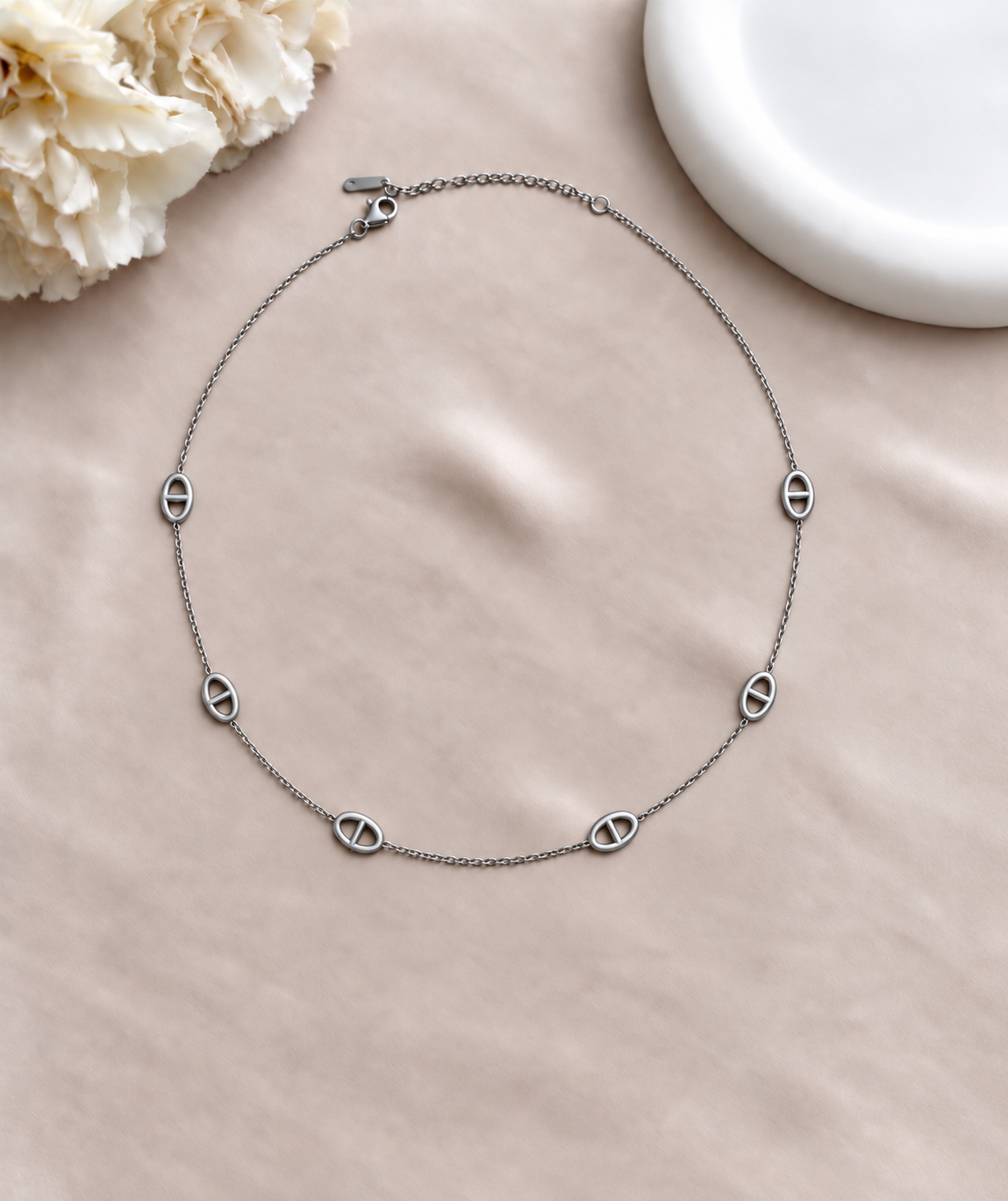 Collier à Breloque Maille Marine Argenté en Acier Inoxydable