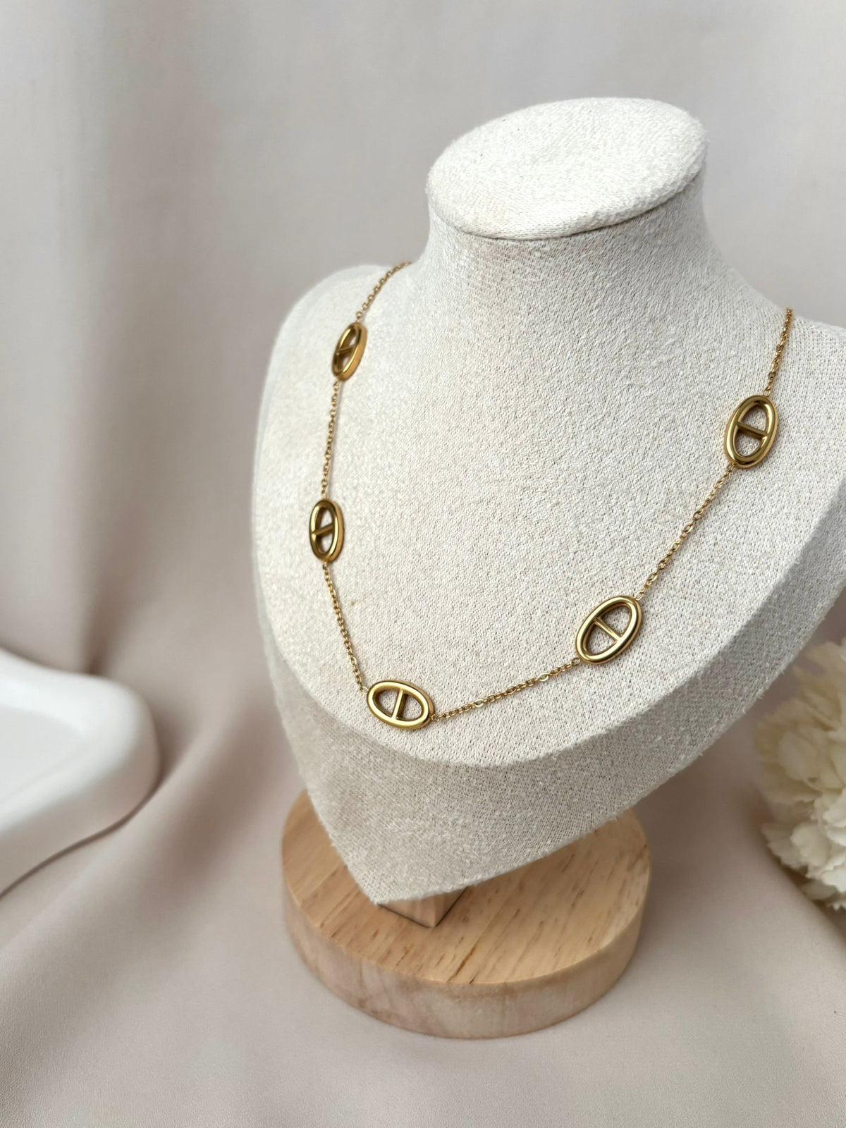 Collier à breloques maille marine femme acier inoxydable doré