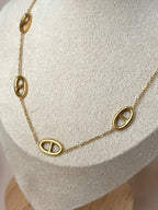Collier à breloques maille marine femme acier inoxydable doré