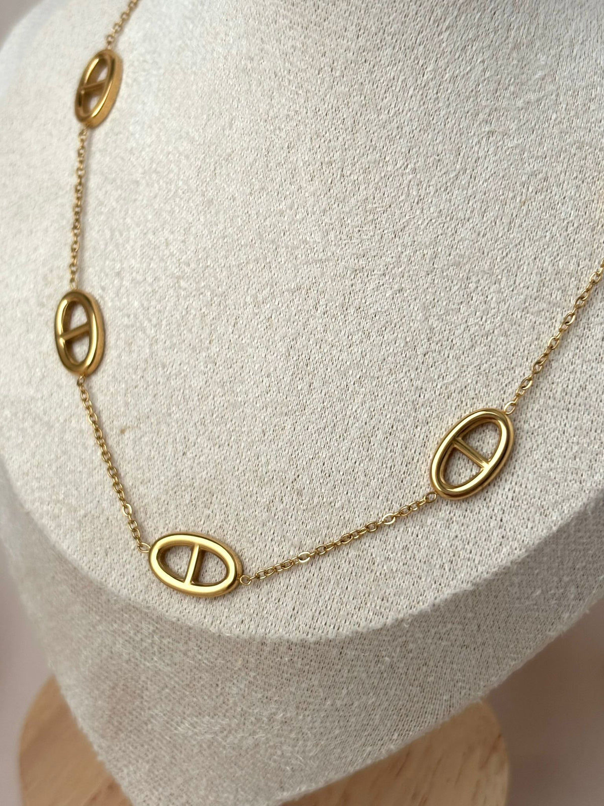Collier à breloques maille marine femme acier inoxydable doré