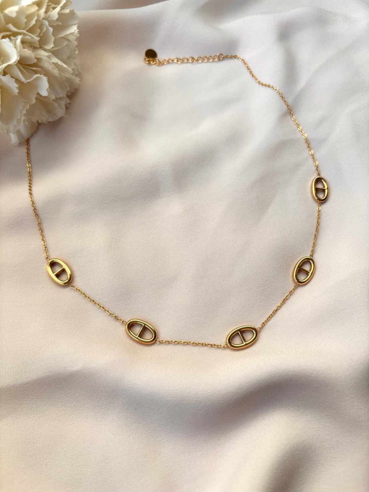 Collier à breloques maille marine femme acier inoxydable doré