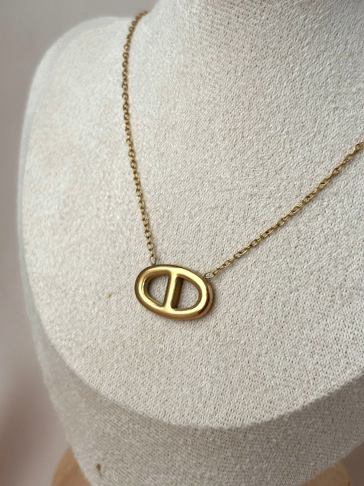 Collier pendentif maille marine femme en acier inoxydable doré
