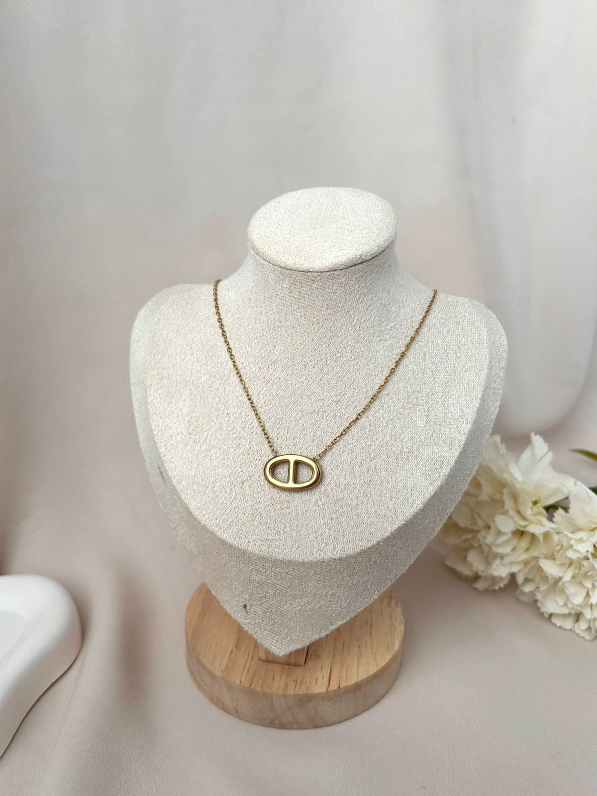 Collier pendentif maille marine femme en acier inoxydable doré