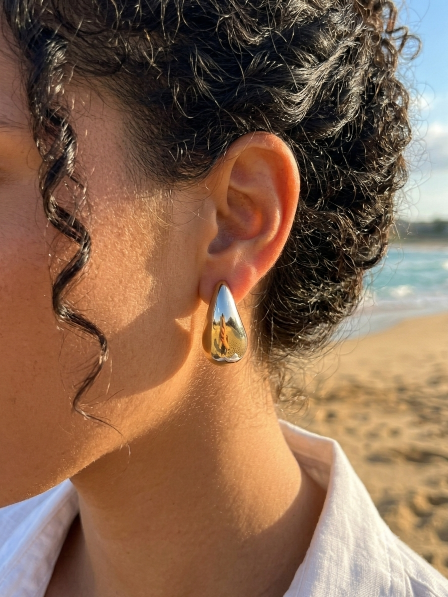 Boucles d'oreilles goutte argenté