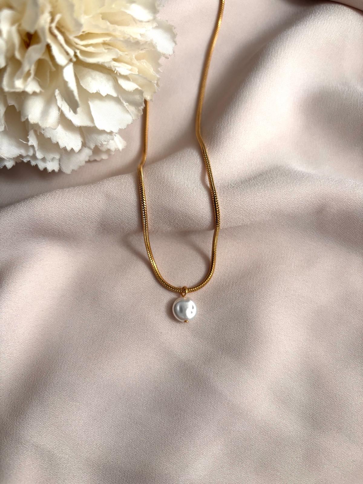 Collier pendentif perle ~acier inoxydable~