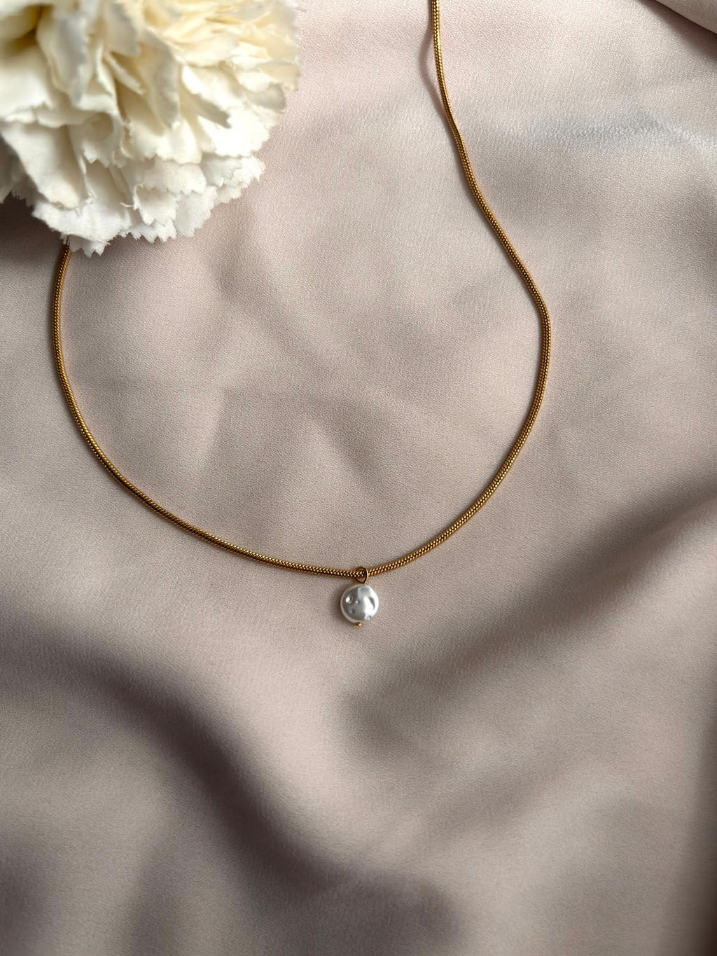 Collier pendentif perle ~acier inoxydable~