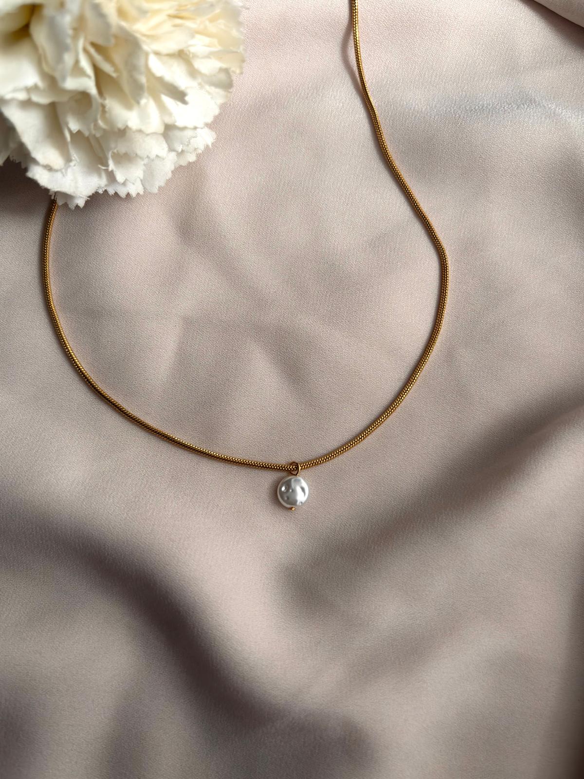 Collier pendentif perle ~acier inoxydable~