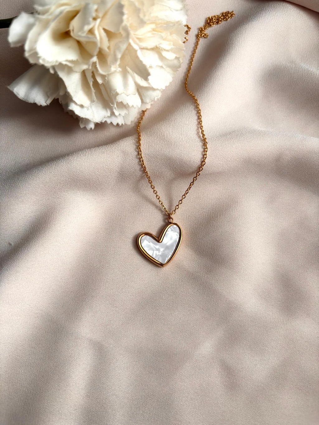 Collier pendentif cœur marbre ~acier inoxydable~