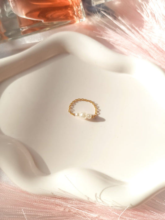 Bague perle blanche #1