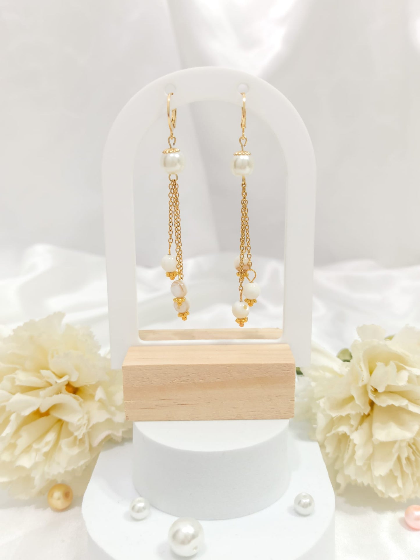 Boucles d'oreilles #418 ~perles d'eau douce~