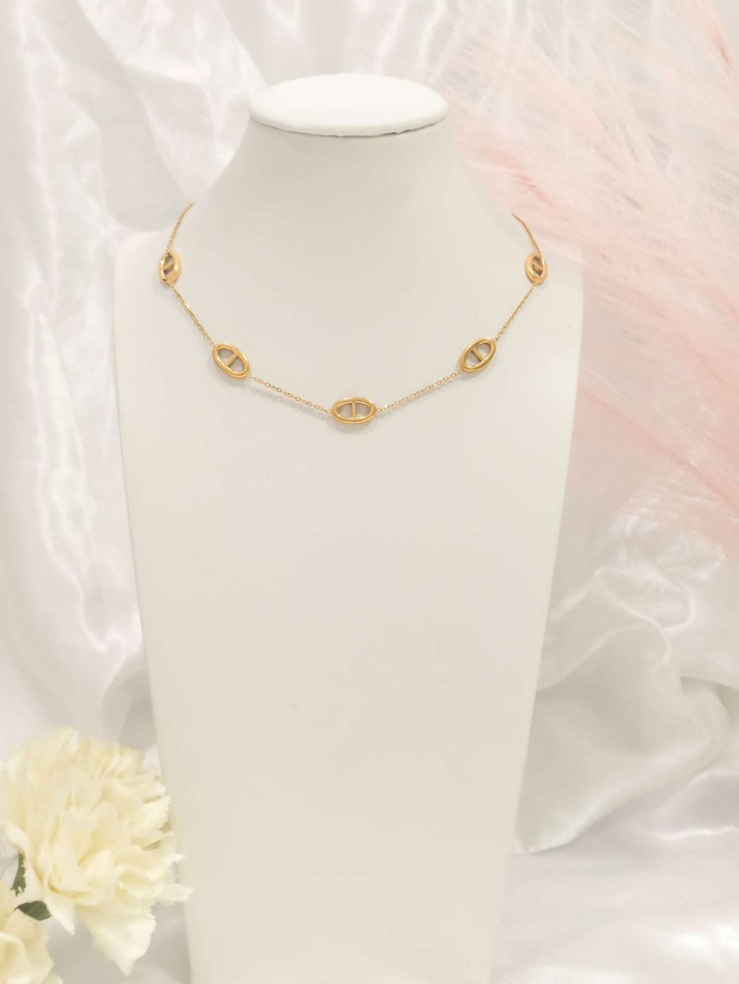 Collier à breloques maille marine épaisse ~acier inoxydable~