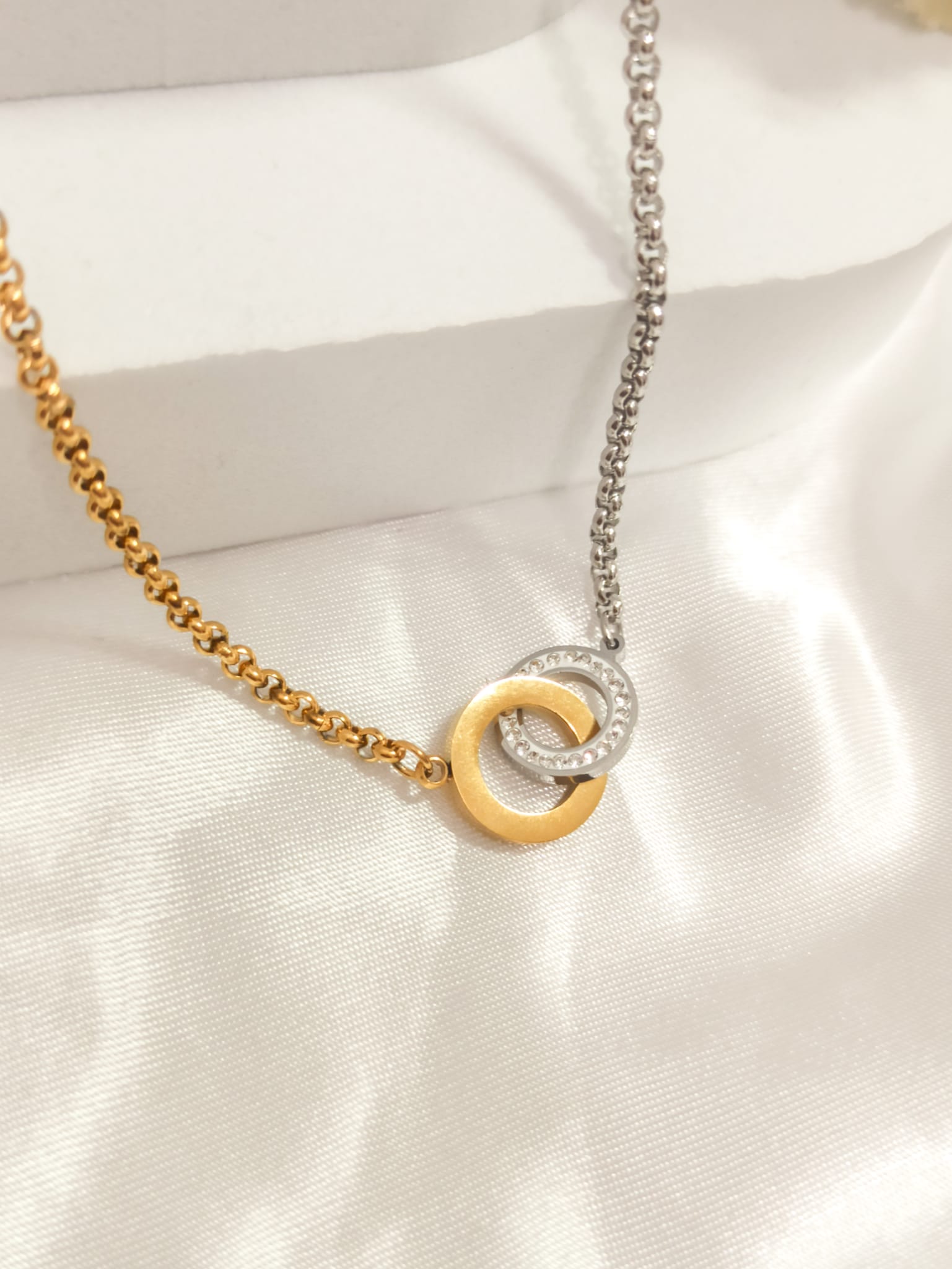 Collier anneaux bicolore ~acier inoxydable~