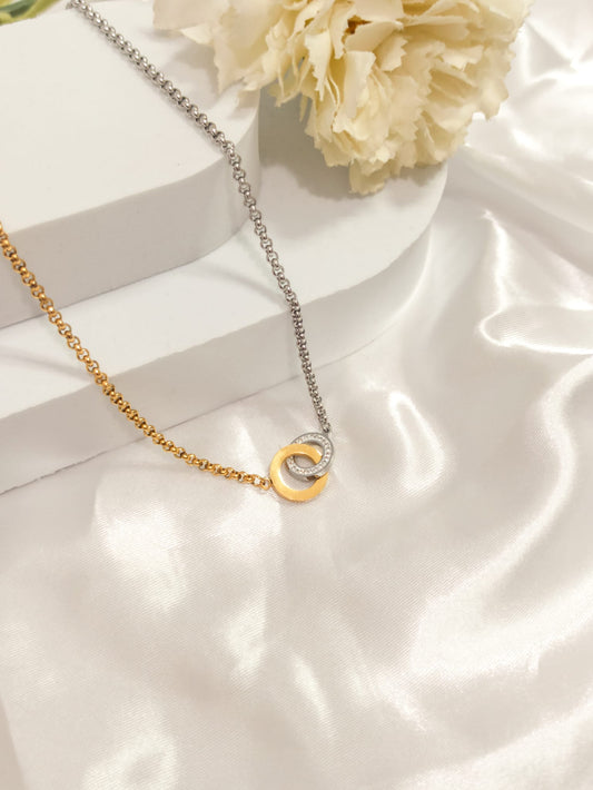 Collier anneaux bicolore ~acier inoxydable~
