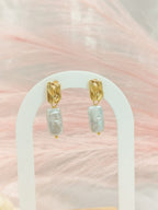 Boucles d'oreilles baroque perle d'eau douce ~acier inoxydable~
