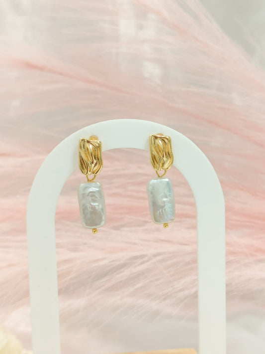 Boucles d'oreilles baroque perle d'eau douce ~acier inoxydable~