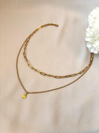 Collier double pendentif disque ~acier inoxydable~