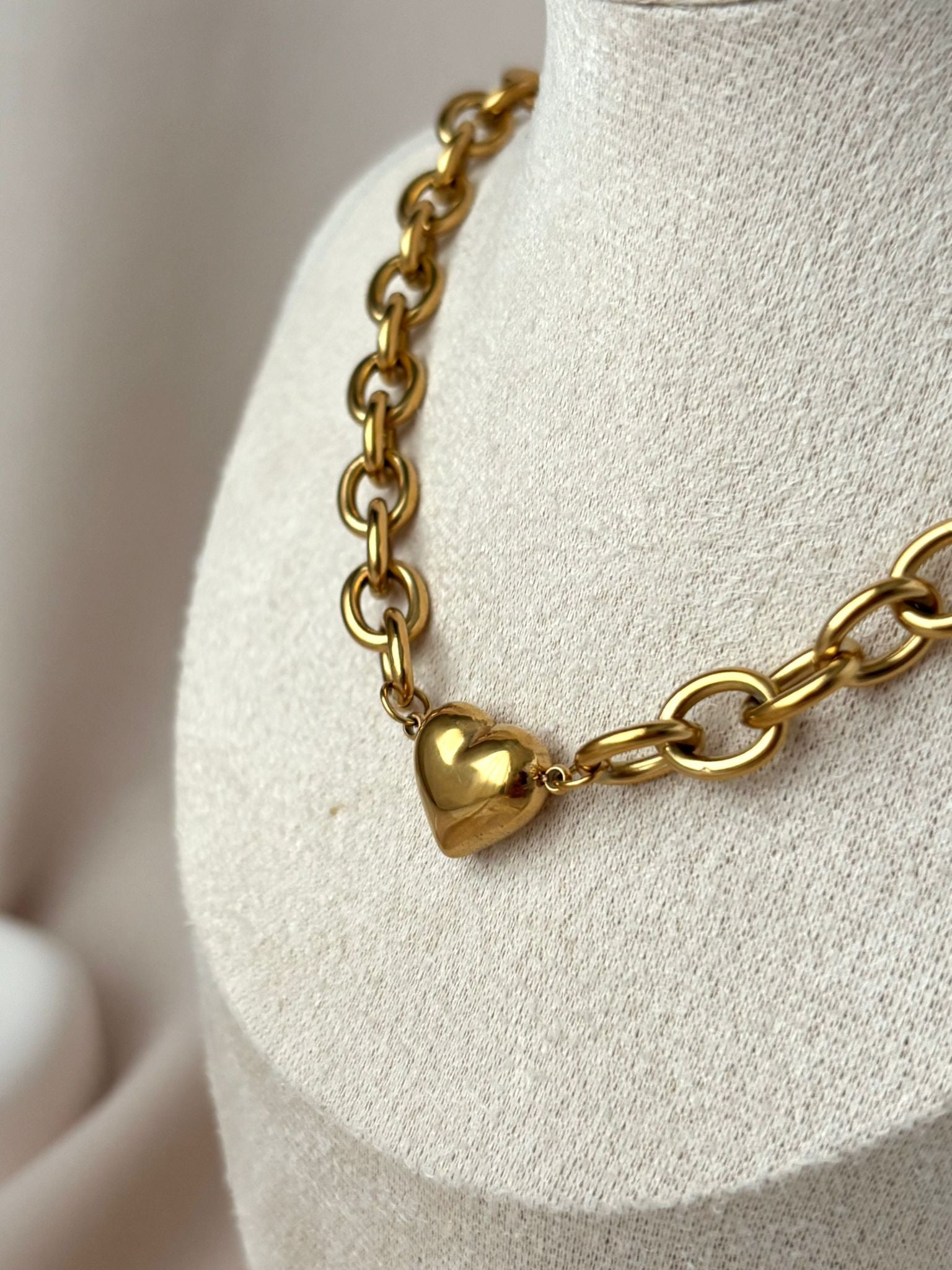 Collier chunky bold pendentif coeur ~acier inoxydable~
