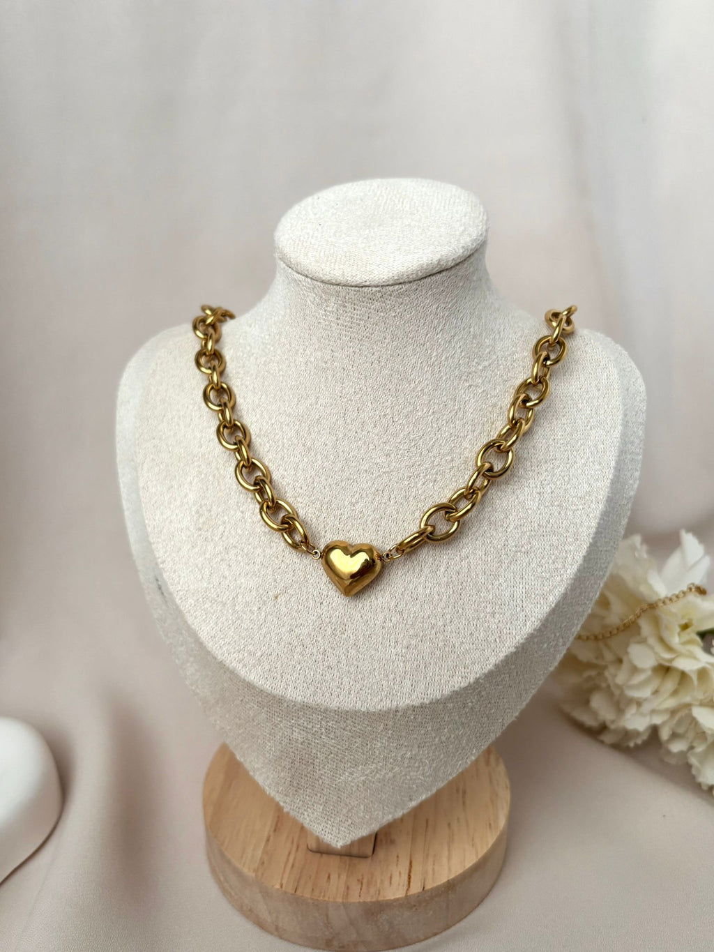 Collier chunky bold pendentif coeur ~acier inoxydable~