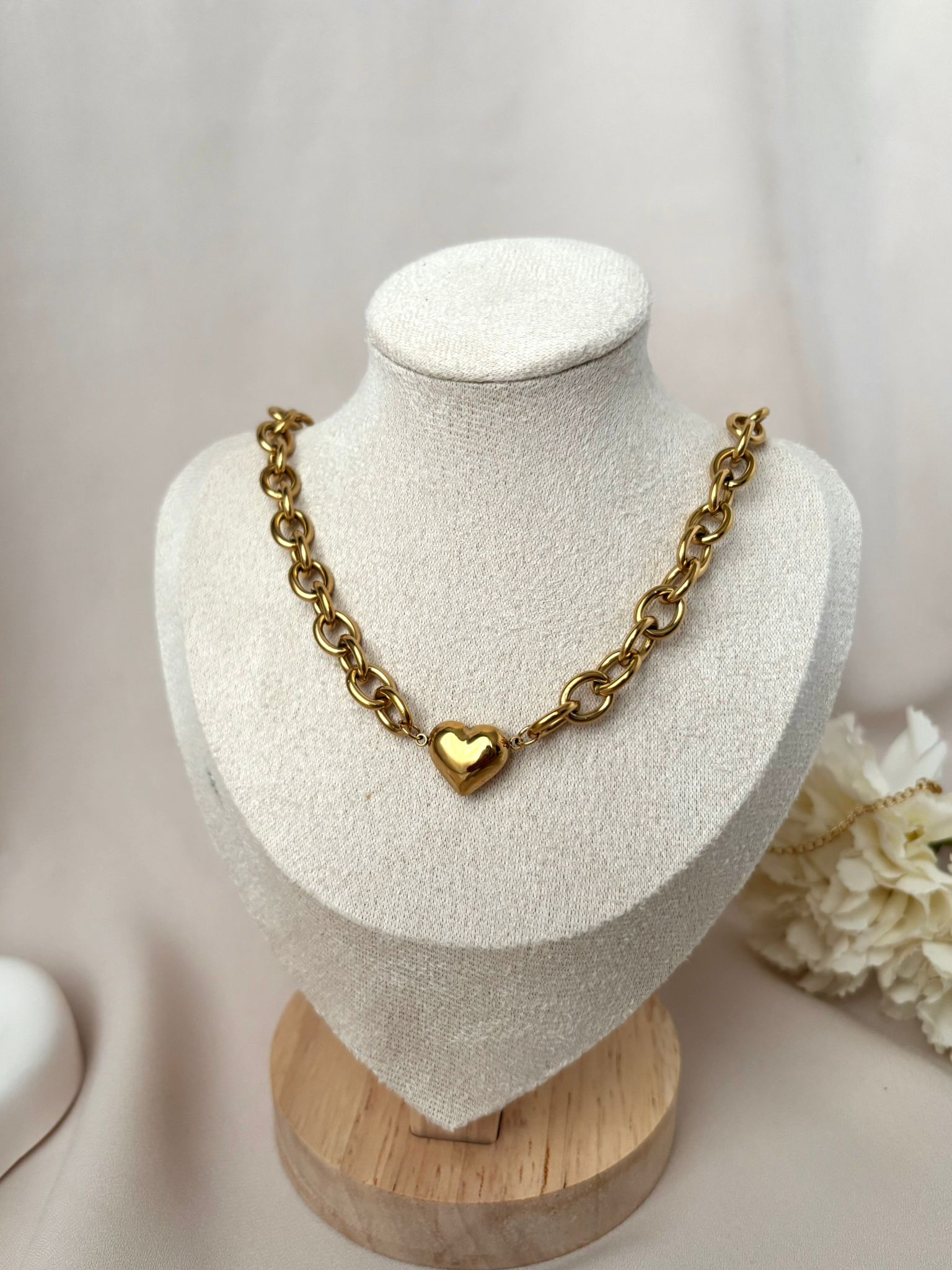 Collier chunky bold pendentif coeur ~acier inoxydable~