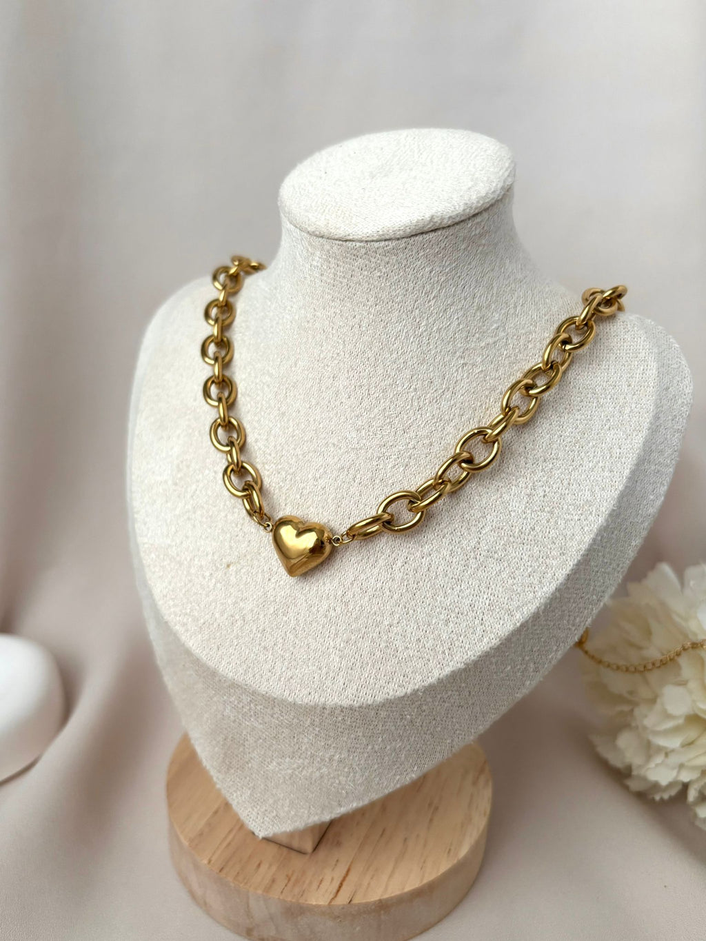 Collier chunky bold pendentif coeur ~acier inoxydable~