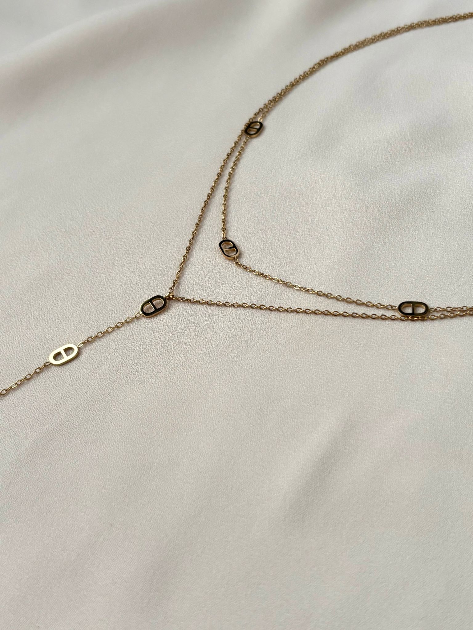 Collier Y maille marine ~acier inoxydable~