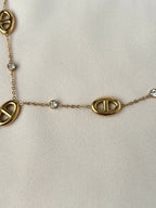 Collier Y maille marine et diamants ~acier inoxydable~