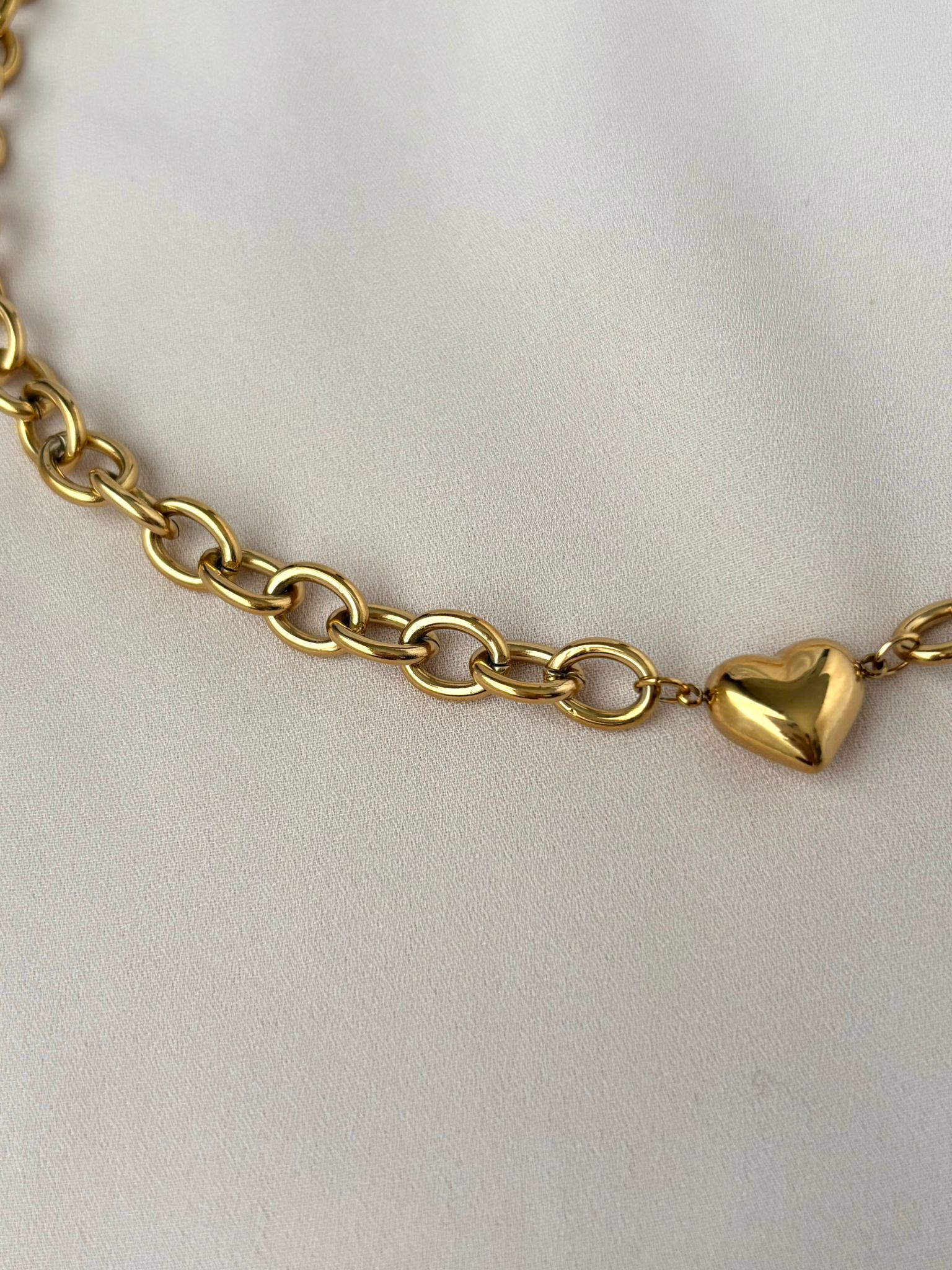 Collier chunky bold pendentif coeur ~acier inoxydable~