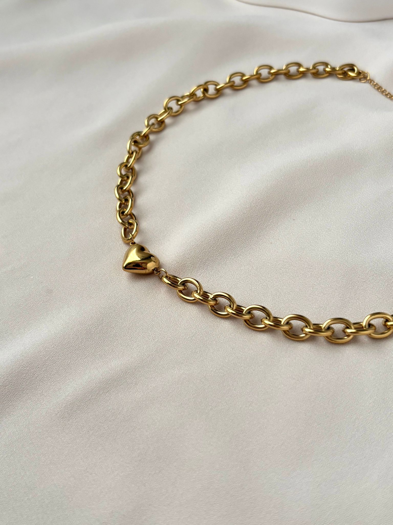 Collier chunky bold pendentif coeur ~acier inoxydable~