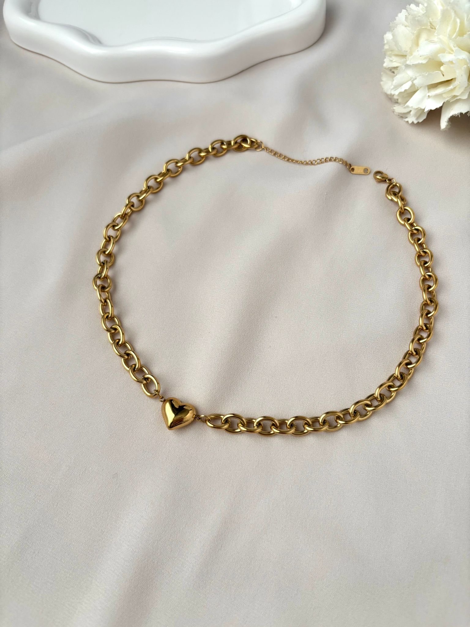 Collier chunky bold pendentif coeur ~acier inoxydable~