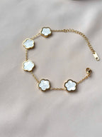 Bracelet fleur ~acier inoxydable~ blanc