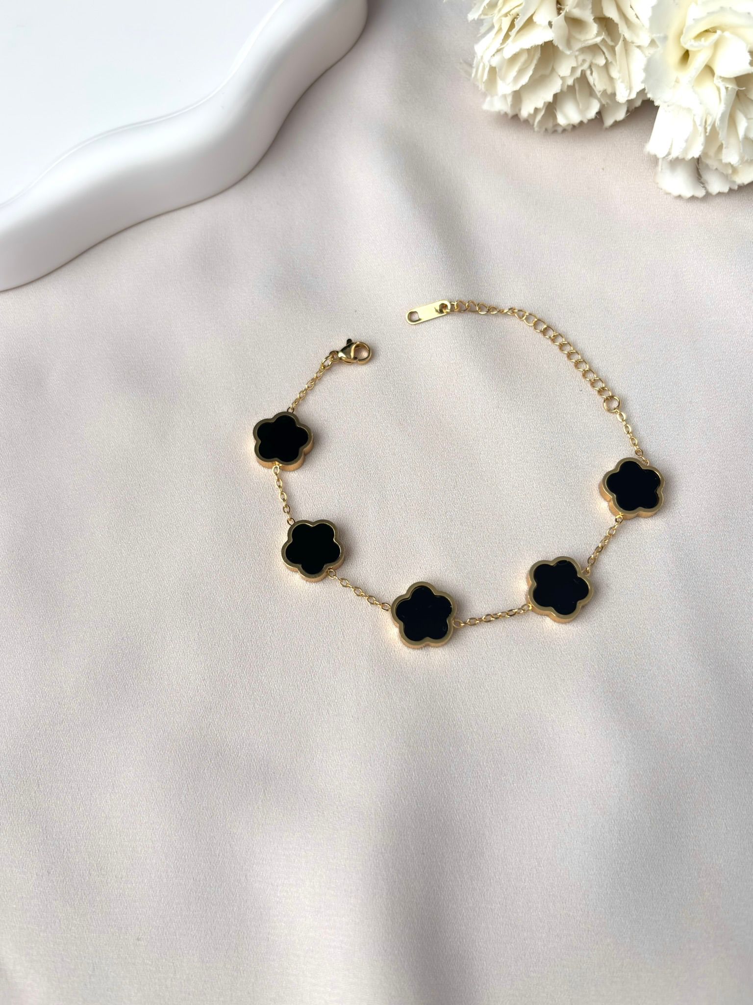 Bracelet fleur ~acier inoxydable~ noir