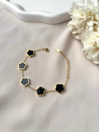 Bracelet fleur ~acier inoxydable~ noir