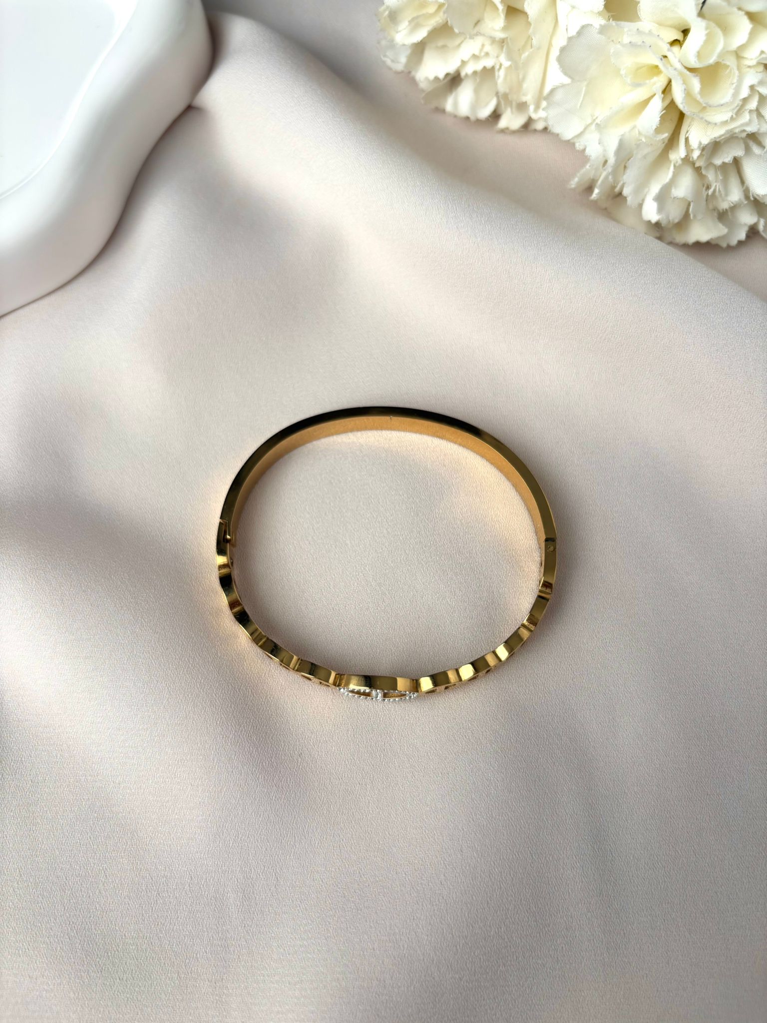Jonc maille marine et diamant fermé ~acier inoxydable~
