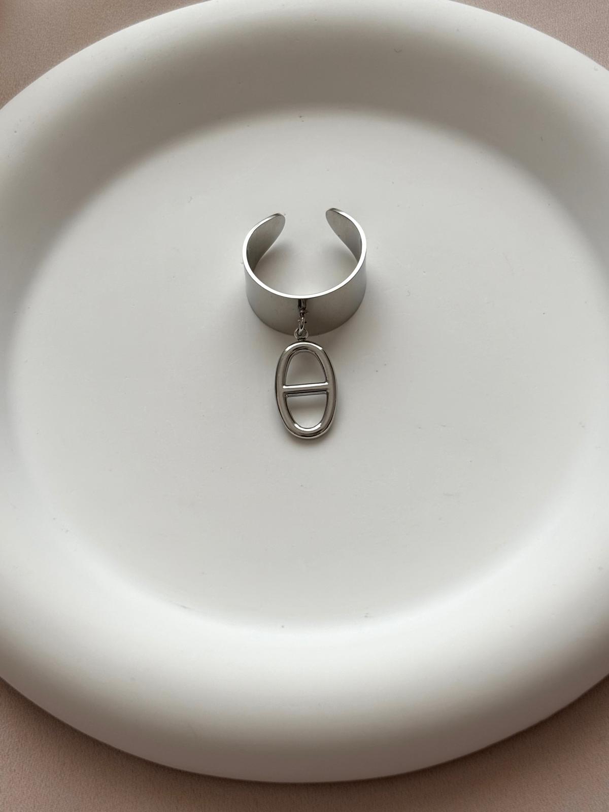 Bague à breloque maille marine argenté