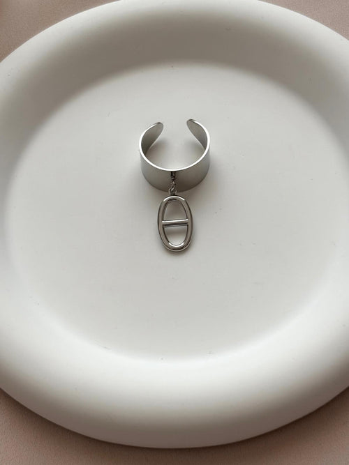 Bague à breloque maille marine argenté