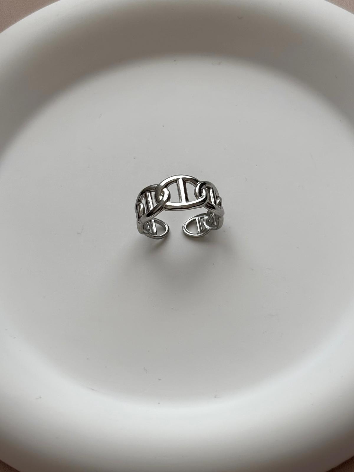 Bague maille marine argenté