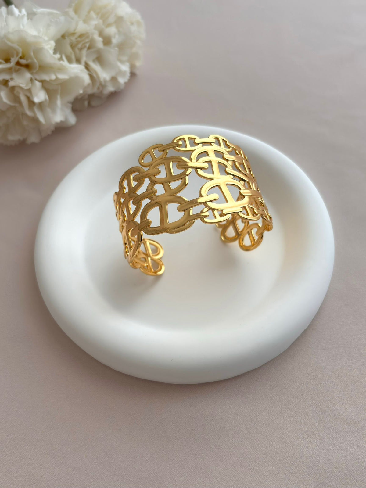Bracelet manchette maille marine doré