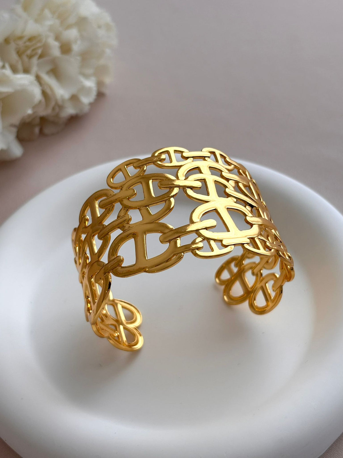 Bracelet manchette maille marine doré